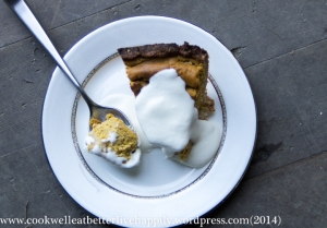Keto pumpkin pie, low carb, gluten and grain free, whipped cream